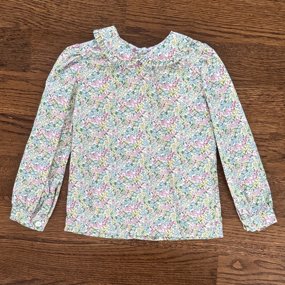 Little English Floral Ruffled Peter Pan Blouse